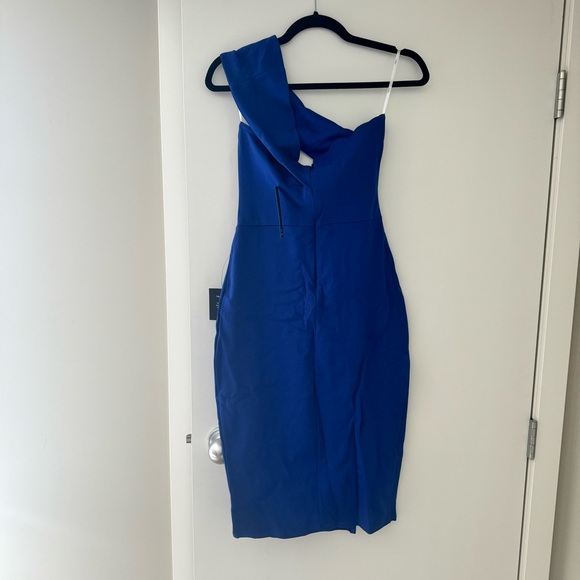 Lulus Royal Blue One Shoulder Bodycon Midi Dress - Size Medium - Picture 4 of 5